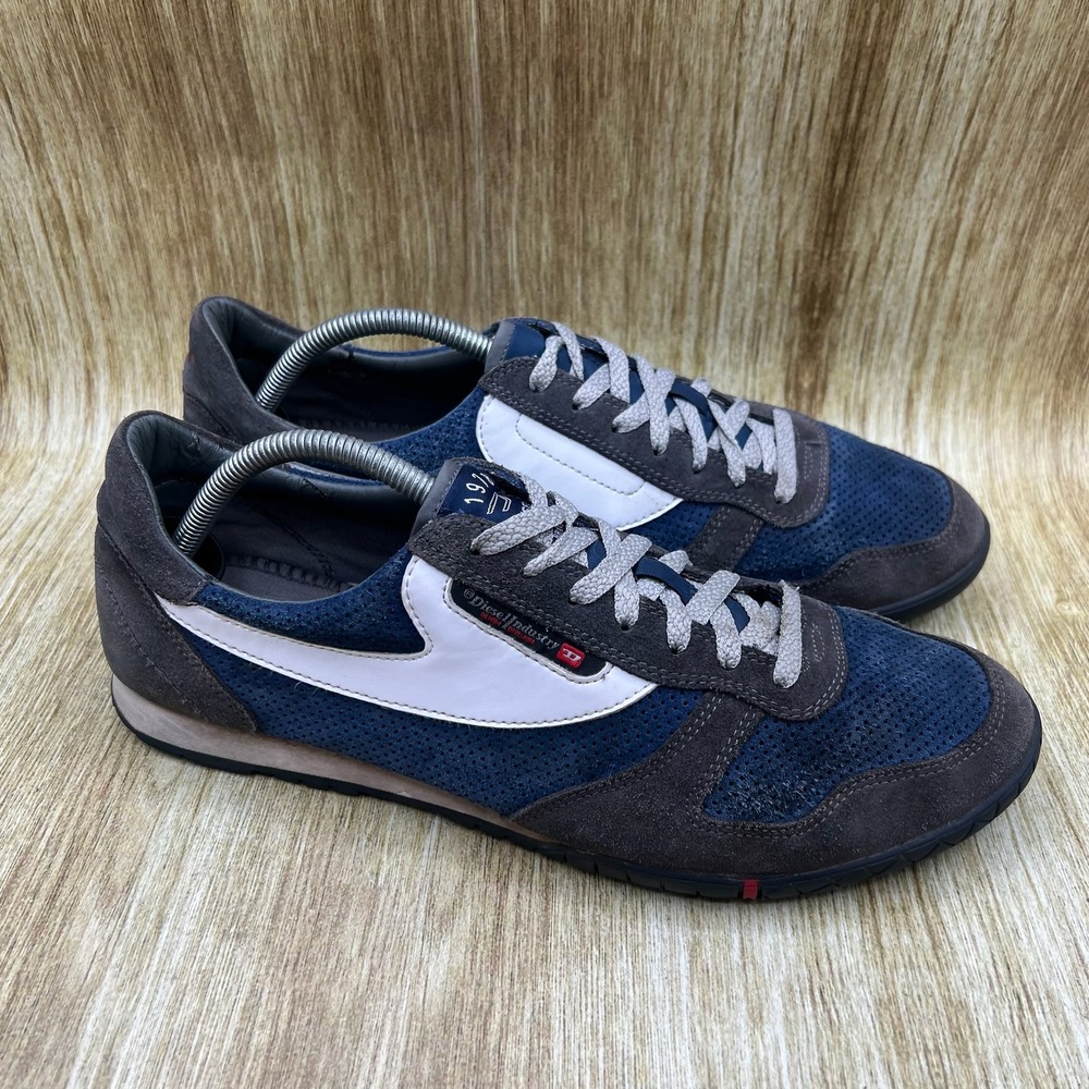 Diesel Spin Sneakers Men's Size 12 Navy Blue Grey Suede Low Top 00YG01 PS500